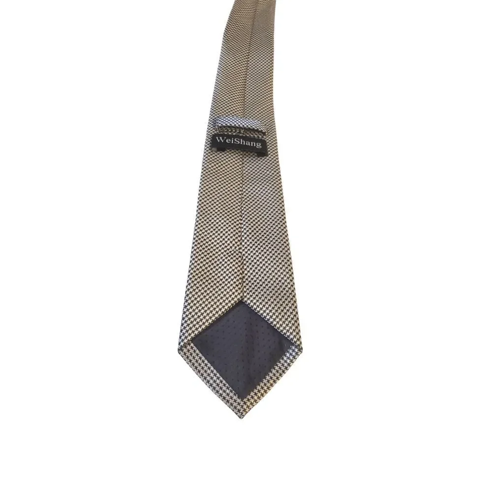 Weishang Mens Black White Hand Made‎ 100% Silk Neck Tie Made In China Luxury